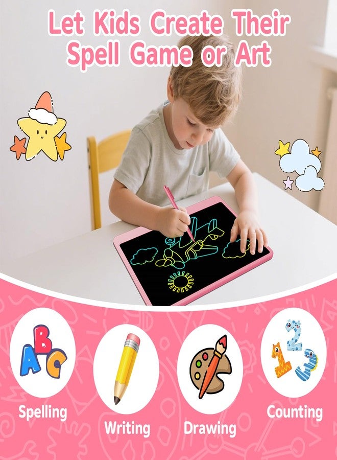 Electight LCD Writing Tablet for Kids, 12 inch Colorful Doodle Boards, Eye Protection Electronic Drawing Pads with Lock & Erase FUNC, Educational Toys for Boys and Girls 3-8 Years Old (Pink) - Image 2