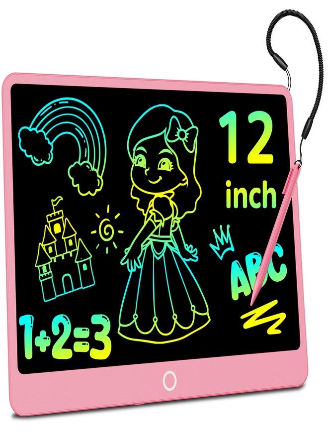 Electight LCD Writing Tablet for Kids, 12 inch Colorful Doodle Boards, Eye Protection Electronic Drawing Pads with Lock & Erase FUNC, Educational Toys for Boys and Girls 3-8 Years Old (Pink) - Image 1
