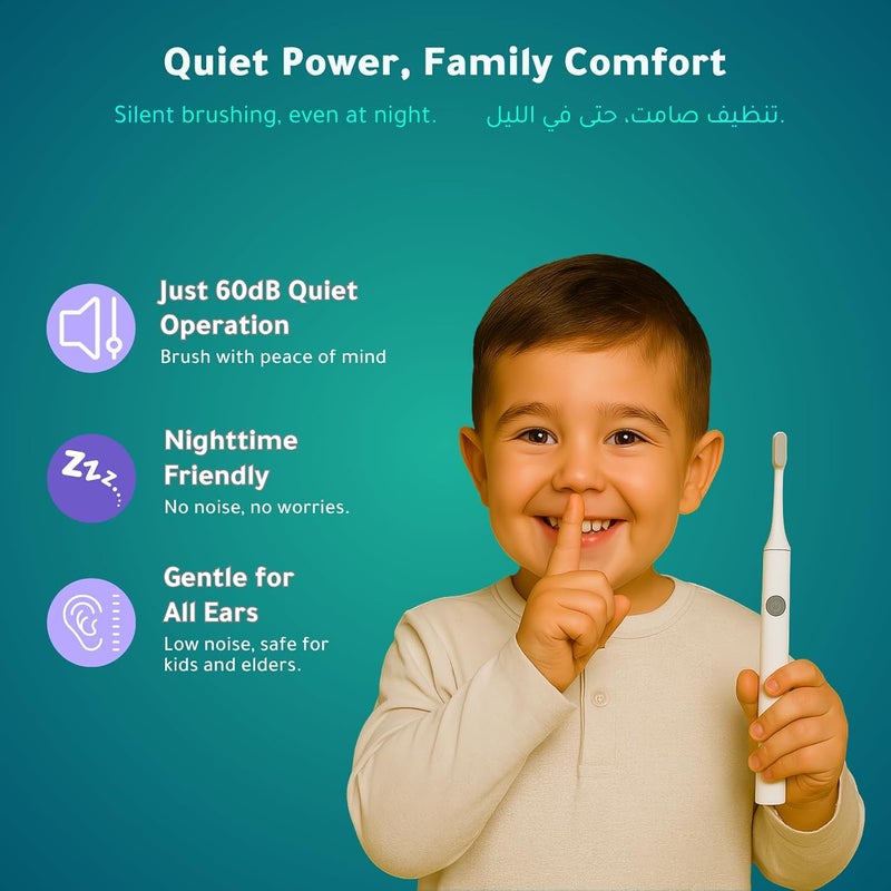 Truly DT-200 Oscillating Toothbrush – AAA Battery Included, 10,000+ Ultra-Fine Bristles, 60dB Quiet Operation, IPX7 Waterproof, Kid-Friendly – Blue - Image 2