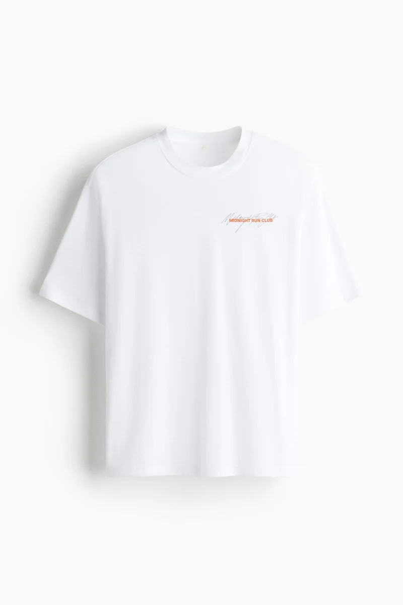 اتش اند ام تي-شيرت رياضي بقصّة بوكسي من نسيج دراي موف