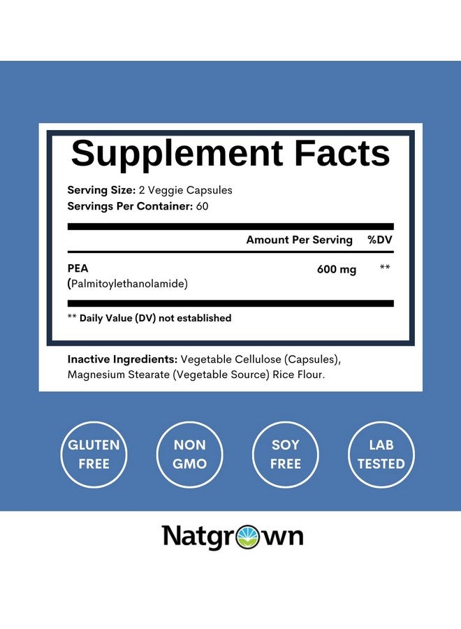 Natgrown مكمل بالميتويل إيثانولاميد من ناتغراون 600 ملغ - 120 كبسولة - Image 4