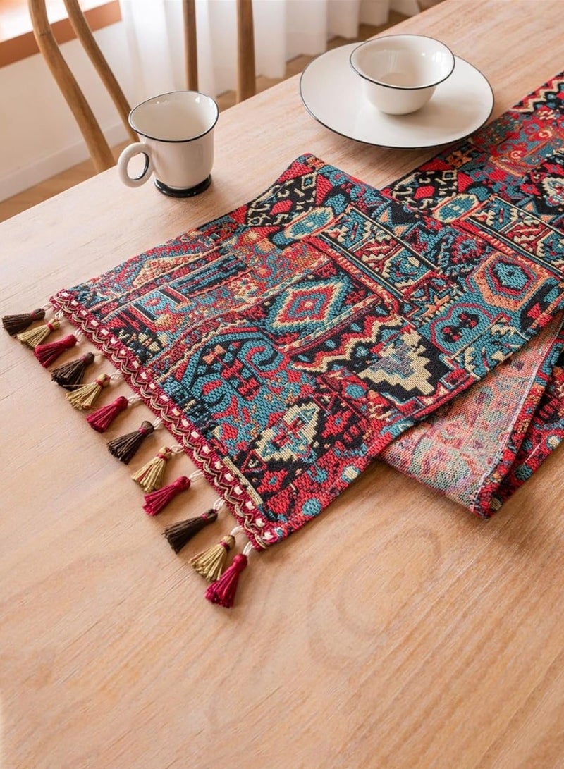 Long Table Runner with Tassels, American Retro Tea Table Cloth, 30*180cm Long Tablecloth for Dining Table, TV Stand, Shoe Cabinet and Bed End, Light Luxury Jacquard Embroidery - Image 4