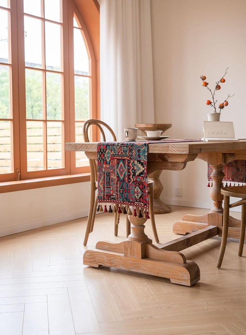 Long Table Runner with Tassels, American Retro Tea Table Cloth, 30*180cm Long Tablecloth for Dining Table, TV Stand, Shoe Cabinet and Bed End, Light Luxury Jacquard Embroidery - Image 5