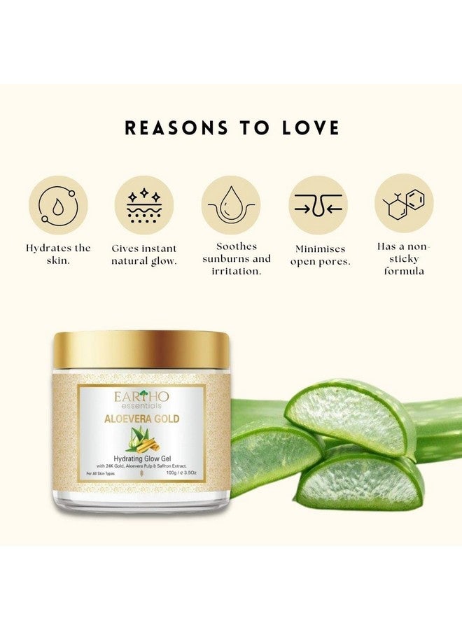 Eartho Essentials Aloevera Gold Hydrating Glow Gel With 24k Gold,Aloevera pulp & saffron extract 100g - Image 3