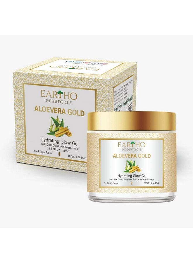 Eartho Essentials Aloevera Gold Hydrating Glow Gel With 24k Gold,Aloevera pulp & saffron extract 100g - Image 1