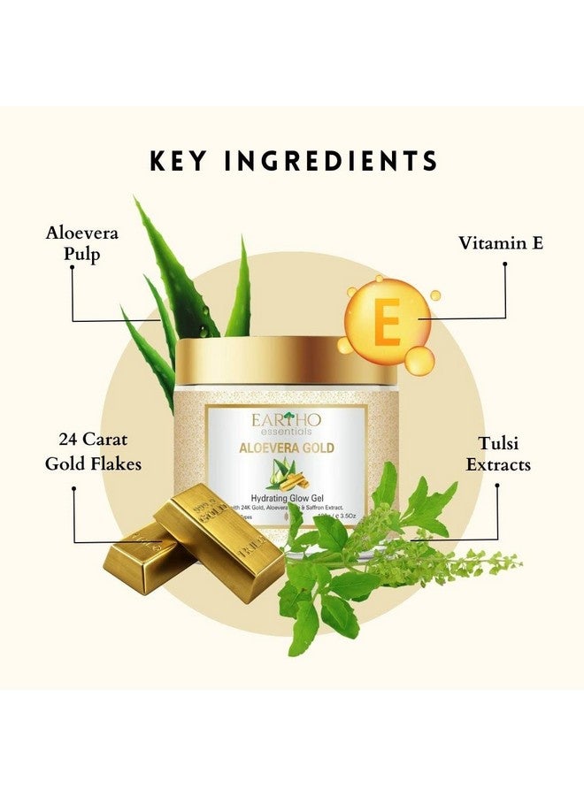Eartho Essentials Aloevera Gold Hydrating Glow Gel With 24k Gold,Aloevera pulp & saffron extract 100g - Image 2