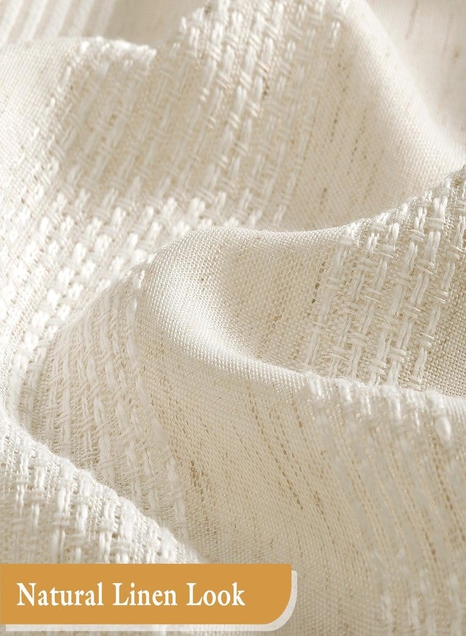 Craidlela Boho Farmhouse Shower Curtain Set with Tassel, Linen Bohemian French Country Chic Bathroom Shower Curtain Set, Modern Striped Textured Shower Curtain 72x72 - Beige/Cream - Image 3