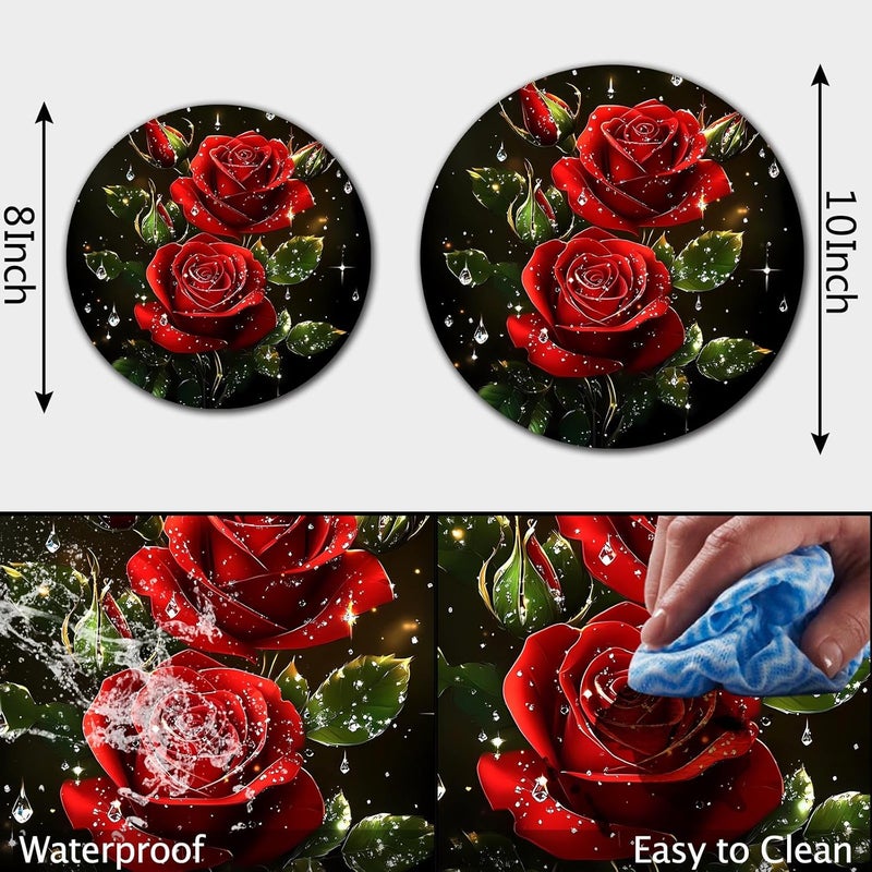 Aihonmin Blooming Red Rose Electric Stove Burner Covers Set of 4 Round Stove Burner Covers 8 and 10 Inch Gas Stove Burner Covers Metal Stove Burner Cover Cooktop, Farmhouse Decor, Kitchen Decor - Image 5