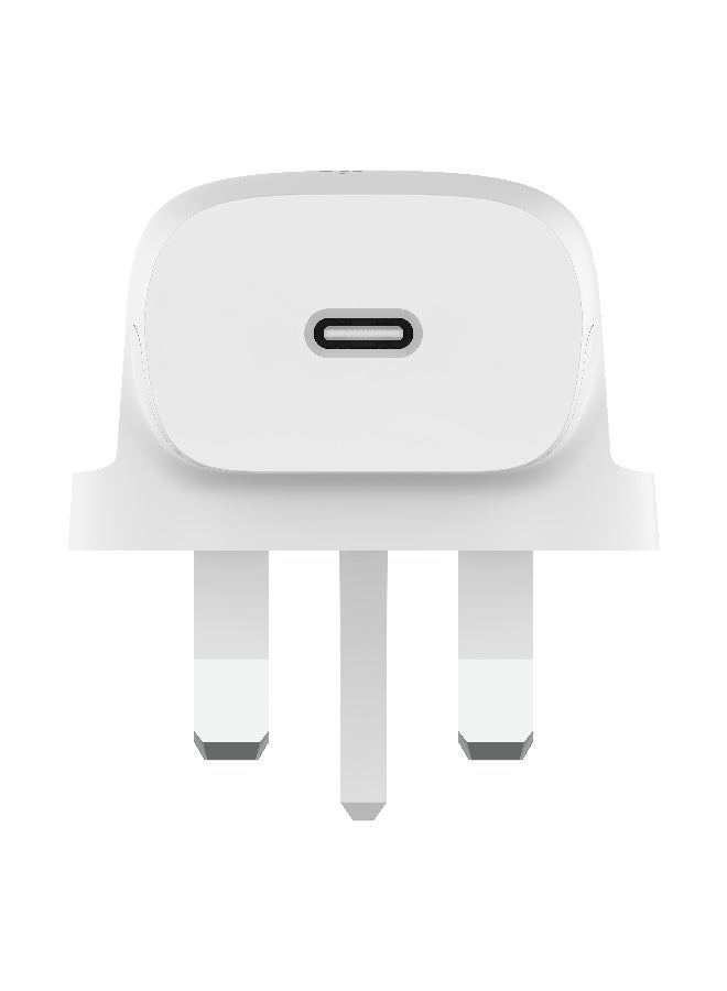 بيلكين شاحن حائط سريع USB من النوع C بقدرة 20 وات مع كابل USB من النوع C إلى Lightning، وUSB-C Pd 3.1 Pps معتمد وتصميم بحجم مناسب للسفر لهاتف iPhone 14 وPro وMax وMini وiPad وGalaxy وPixel والمزيد باللون الأبيض - Image 5