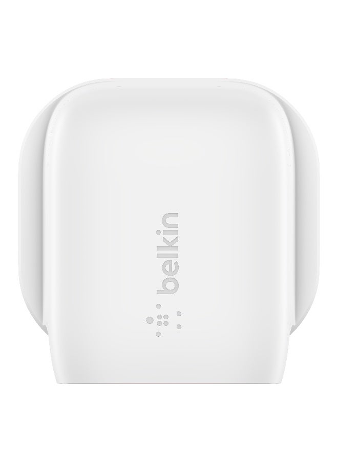 بيلكين شاحن حائط سريع USB من النوع C بقدرة 20 وات مع كابل USB من النوع C إلى Lightning، وUSB-C Pd 3.1 Pps معتمد وتصميم بحجم مناسب للسفر لهاتف iPhone 14 وPro وMax وMini وiPad وGalaxy وPixel والمزيد باللون الأبيض - Image 4