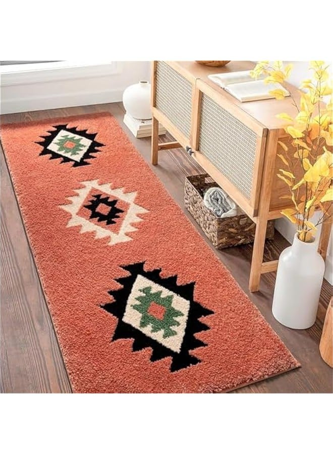 TRASSLE Boho Runner Rug for Entryway Indoor, Absorbent Bathroom Runner Rugs, Soft Long Western Rug Runner Non Slip, Living Room, Hallway, Kitchen, Western Decor - Image 1