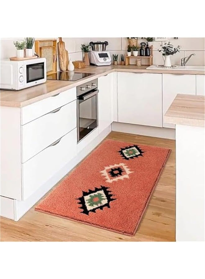 TRASSLE Boho Runner Rug for Entryway Indoor, Absorbent Bathroom Runner Rugs, Soft Long Western Rug Runner Non Slip, Living Room, Hallway, Kitchen, Western Decor - Image 3