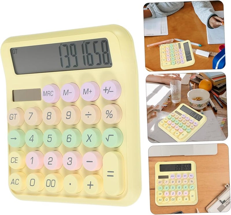 Yellow Mechanical Keyboard Calculator Keychain for Students Pocket Size - Image 3