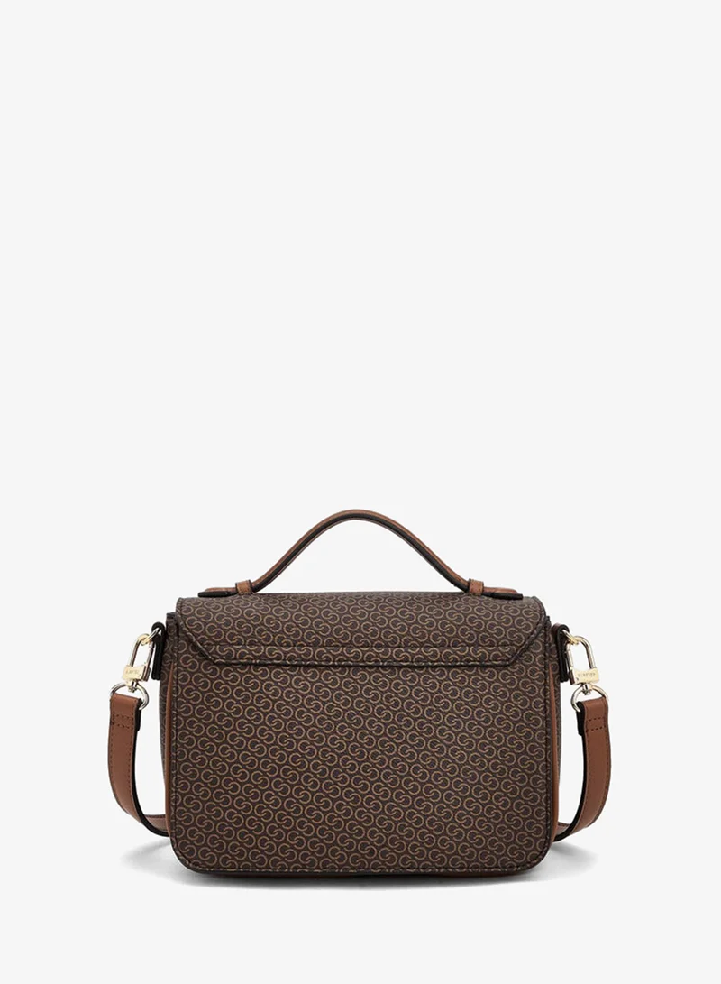 Celeste  Monogram Print Satchel Bag With Button Closure for Women | Best Price UAE