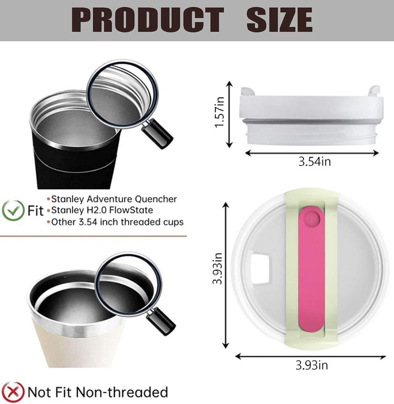 Bnoname 40oz Tumbler Lids Replacement for Stanley Cup,Replacement Spill Proof Splash Resistant Tumbler Lids Reusable Tumbler Cover for Stanley and More Coffee Mugs (Rose+Green) - Image 2
