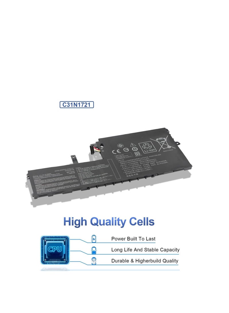 Terabyte بطارية لابتوب C31N1721 متوافقة مع لابتوب أسوس E406 E406MA E406SA R420MA R420SA R429MA 0B200-02830100 3ICP4/59/134 0B200-02830300 - Image 2