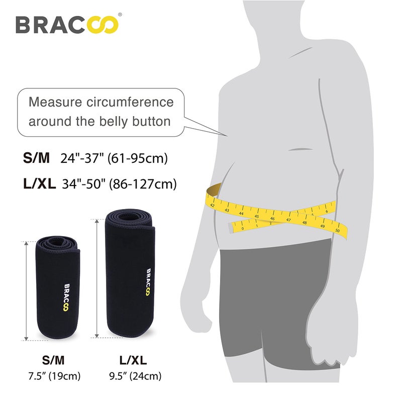 Bracoo Waist Trimmer Wrap,Sweat Sauna Slim Belly Belt for Men & Women-Abdominal Waist Trainer,Increased Core Stability, SE22 Black - Image 4