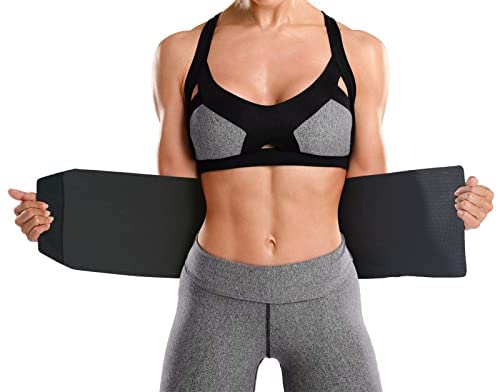 Bracoo Waist Trimmer Wrap,Sweat Sauna Slim Belly Belt for Men & Women-Abdominal Waist Trainer,Increased Core Stability, SE22 Black - Image 2