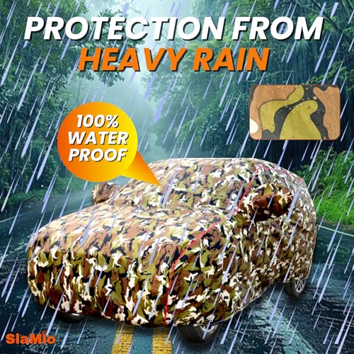 Slamio Car Cover for Maruti Suzuki Brezza (2022-2026) | Waterproof, Dustproof, UV Resistant | All-Weather Protection with Mirror Pockets | Custom Fit, Triple Stitch | Jungle Print - Image 3