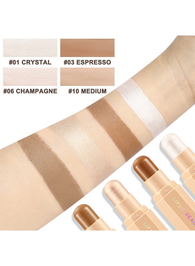 LIFUS Face Cream Contour Stick Bronzer Stick Highlighter Stick Illuminator Makeup Glow Kitlong Lasting Highly Piamented Skin Brighten Shadow Contour Bronzer Highlighter Powder Pen Pencil F1  - Image 3