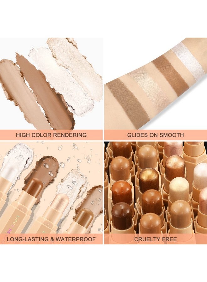 LIFUS Face Cream Contour Stick Bronzer Stick Highlighter Stick Illuminator Makeup Glow Kitlong Lasting Highly Piamented Skin Brighten Shadow Contour Bronzer Highlighter Powder Pen Pencil F1  - Image 4