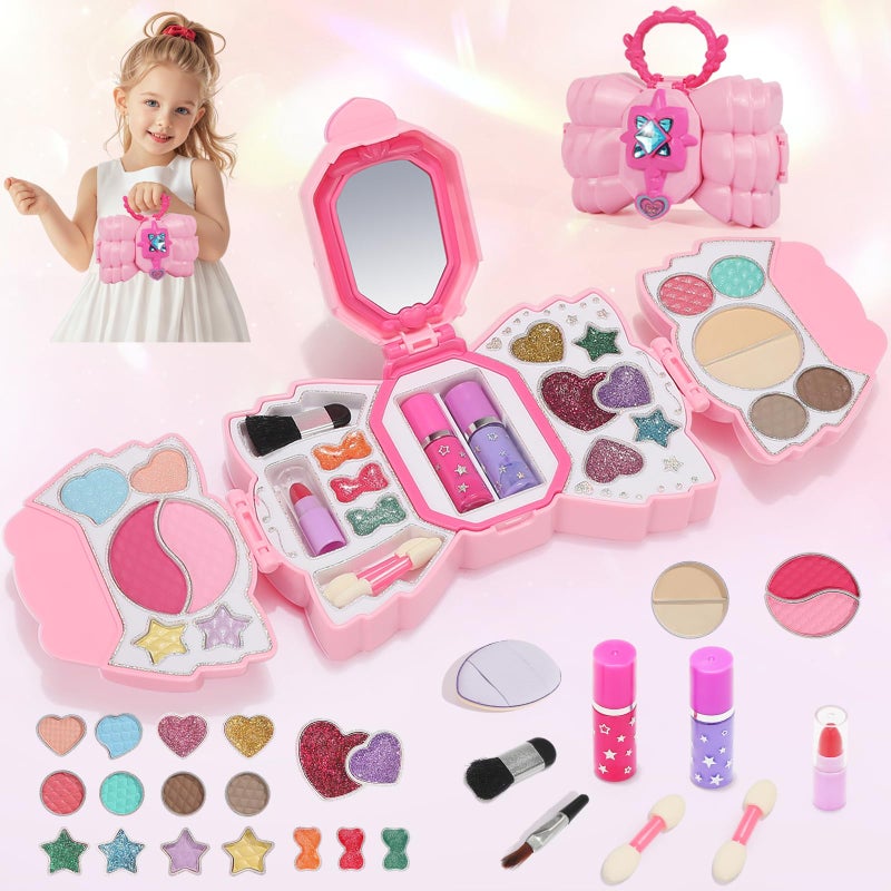 Topsolid Kids Makeup Kit for Girl Real Washable Makeup for Kid with Mirror Kids Makeup Sets for Girls 58 Princess Toys Cosmetic Set Christmas Birthday Gifts Toys for 3 4 5 6 7 8 Year Old Girls - Image 2