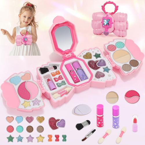 Topsolid Kids Makeup Kit for Girl Real Washable Makeup for Kid with Mirror Kids Makeup Sets for Girls 58 Princess Toys Cosmetic Set Christmas Birthday Gifts Toys for 3 4 5 6 7 8 Year Old Girls - Image 1