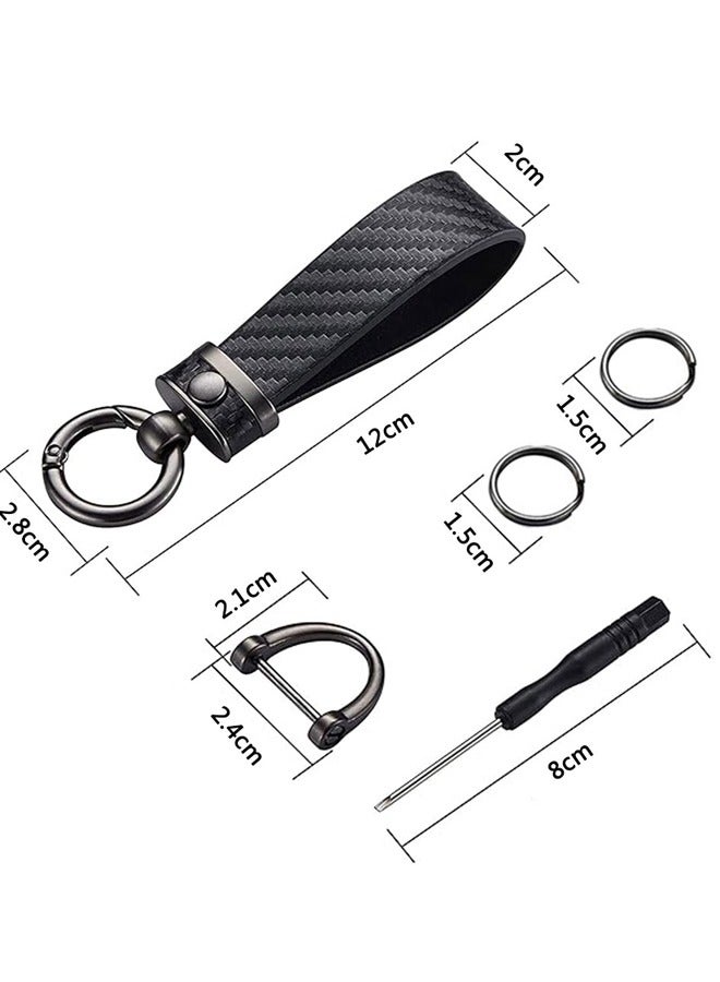 GUSGU من ألياف الكربون سلسلة مفاتيح السيارات ، سلسلة مفاتيح السيارات والجلود ستوكات مع حلقة رئيسية صغيرة ، مفك البراغي ، 360 درجة التناوب المضادة فقدت د على شكل حلقة ، سلسلة مفاتيح عالمية - Image 3