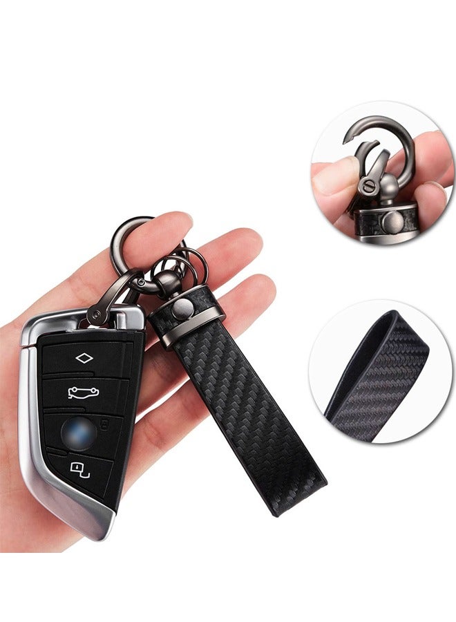 GUSGU من ألياف الكربون سلسلة مفاتيح السيارات ، سلسلة مفاتيح السيارات والجلود ستوكات مع حلقة رئيسية صغيرة ، مفك البراغي ، 360 درجة التناوب المضادة فقدت د على شكل حلقة ، سلسلة مفاتيح عالمية - Image 4