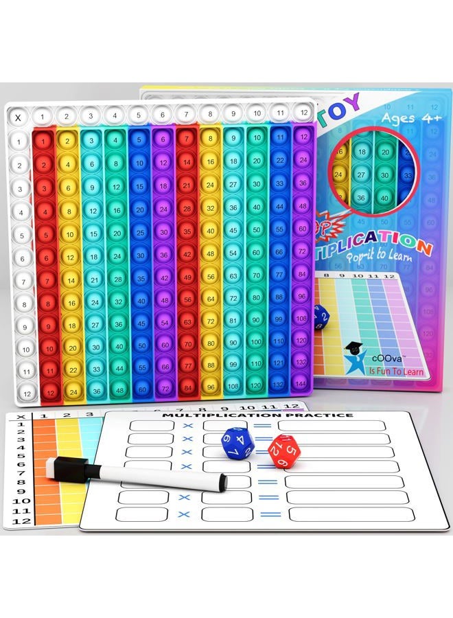 cOOva Multiplication Game - Big Multiplication Chart Math Fidget Toys - Learning Games Math Toys-Multiplication Pop w It 12x12 Math Manipulatives- Multiplication Machine Times Table - Image 1