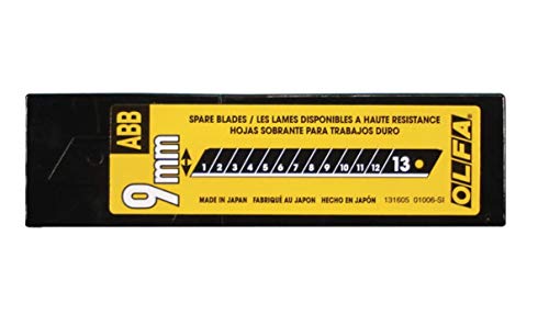 OLFA 9mm Snap Off Replacement Blades, 50 Blades (650 Segments) ABB-50B - Ultra-Sharp Black Utility Knife Replacement Blades, Fits most 9mm Utility Knives - Image 4