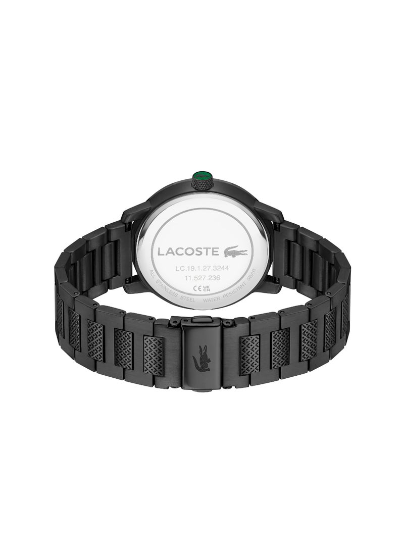 LACOSTE ساعة لاغوست ثلاثية اليدين بحركة كوارتز للرجال مجموعة LACOSTE.12.12 METROPOLE مع سوار من الفولاذ المقاوم للصدأ الأسود - 2011421 - Image 1