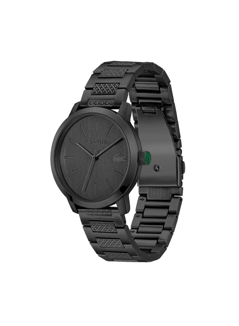 LACOSTE ساعة لاغوست ثلاثية اليدين بحركة كوارتز للرجال مجموعة LACOSTE.12.12 METROPOLE مع سوار من الفولاذ المقاوم للصدأ الأسود - 2011421 - Image 2