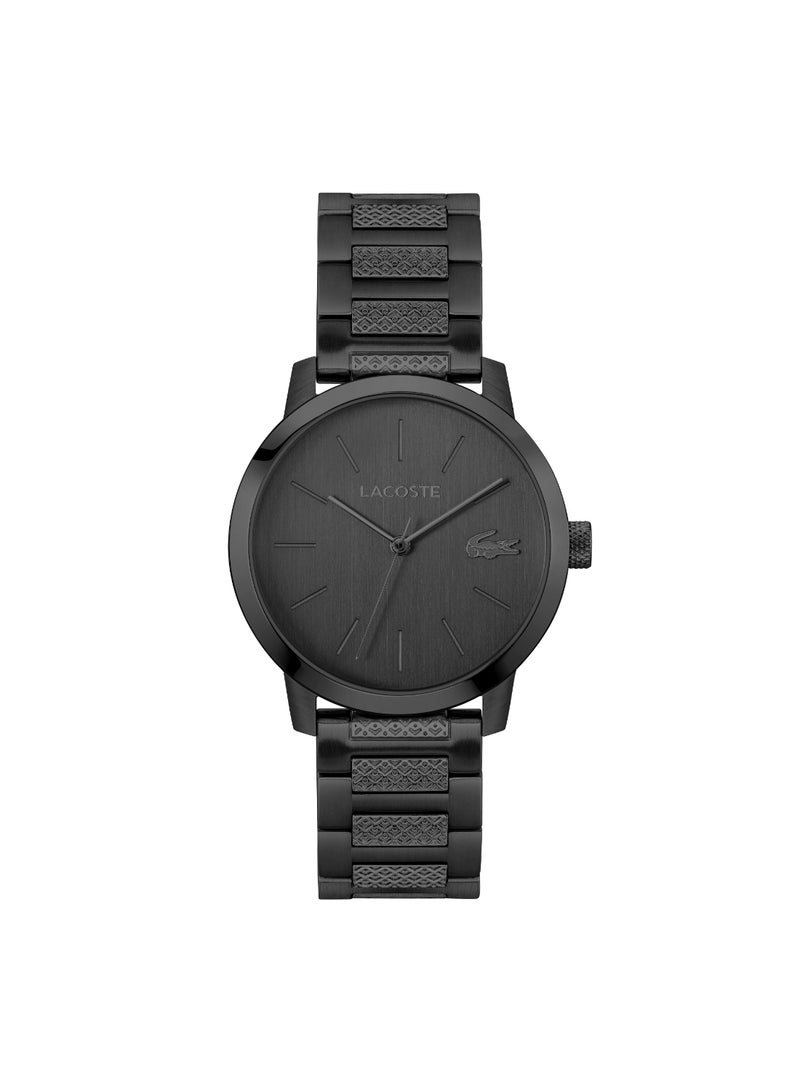 LACOSTE ساعة لاغوست ثلاثية اليدين بحركة كوارتز للرجال مجموعة LACOSTE.12.12 METROPOLE مع سوار من الفولاذ المقاوم للصدأ الأسود - 2011421 - Image 3