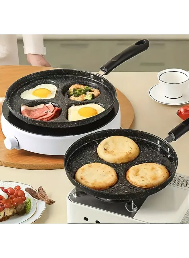 4 Cup Nonstick Round 4 Grid Egg Frying Pan Granite Multipurpose Breakfast Cookware For Eggs Pancakes Crepes Compatible With Gas And Induction Cooktops - Image 4
