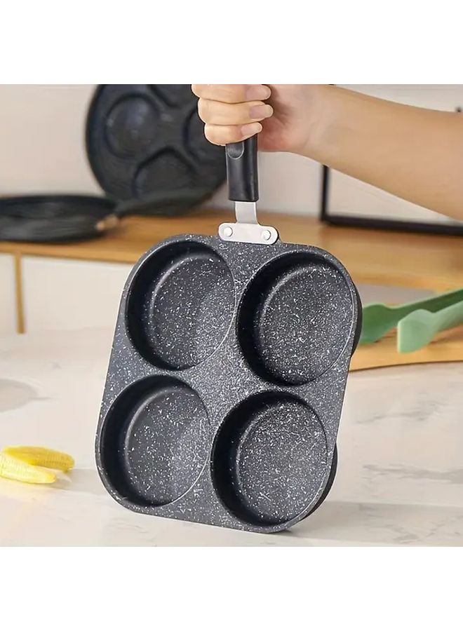 4 Cup Nonstick Round 4 Grid Egg Frying Pan Granite Multipurpose Breakfast Cookware For Eggs Pancakes Crepes Compatible With Gas And Induction Cooktops - Image 3
