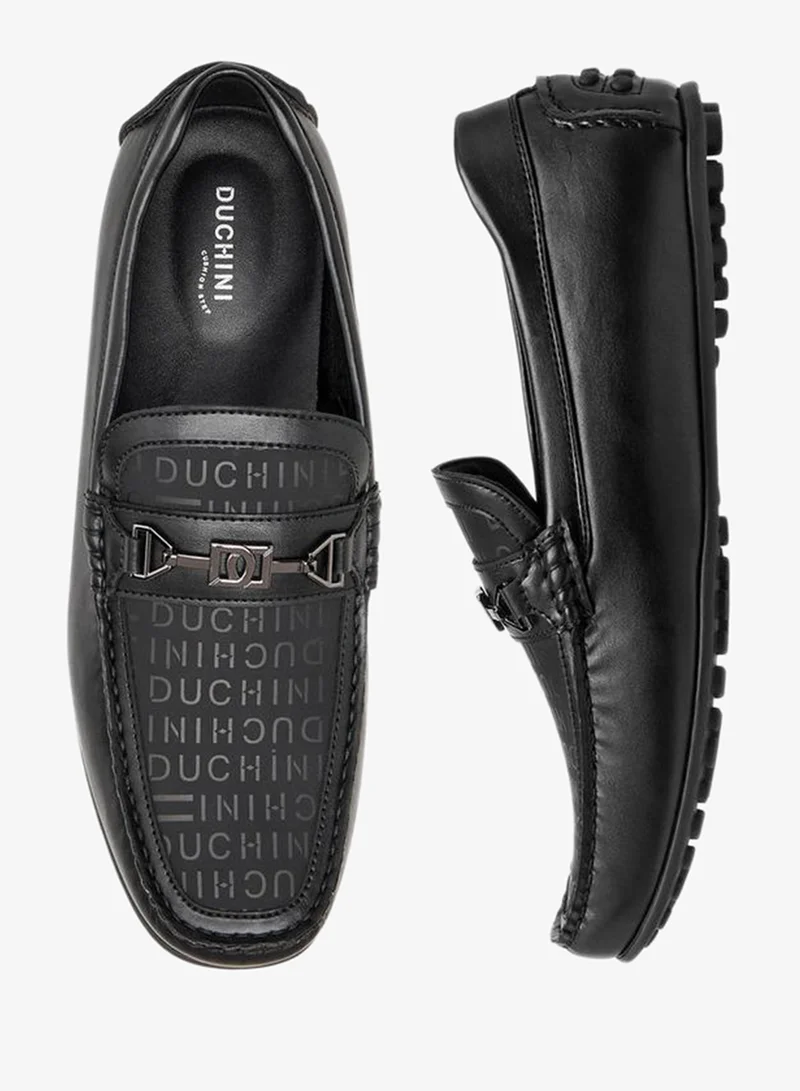 DUCHINI Men Monogram Print Slip-On Moccasins