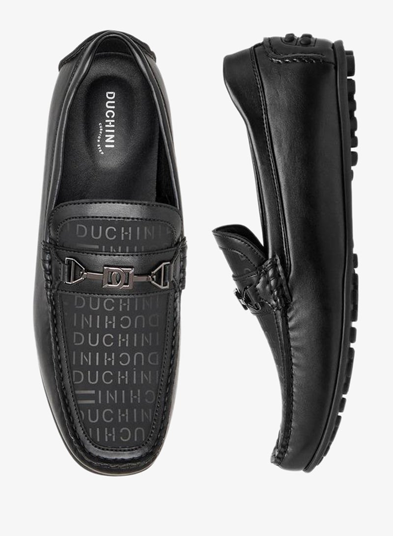 DUCHINI Men Monogram Print Slip-On Moccasins - Image 3