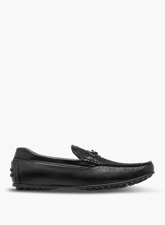 Duchini BLACK Men Monogram Print Slip-On Moccasins for Men | Best Price UAE