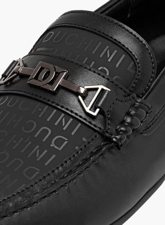 Duchini BLACK Men Monogram Print Slip-On Moccasins for Men | Best Price UAE