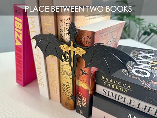 TwoDays 4th Wing Inspired Dragon Bookshelf Display Decor, Fantasy Romance Merch, Book Accessories Merchandise, Gifts for Bookish Book Lovers Library (8.5'' x 6.8'') - Image 3