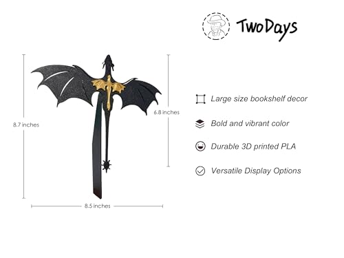TwoDays 4th Wing Inspired Dragon Bookshelf Display Decor, Fantasy Romance Merch, Book Accessories Merchandise, Gifts for Bookish Book Lovers Library (8.5'' x 6.8'') - Image 2