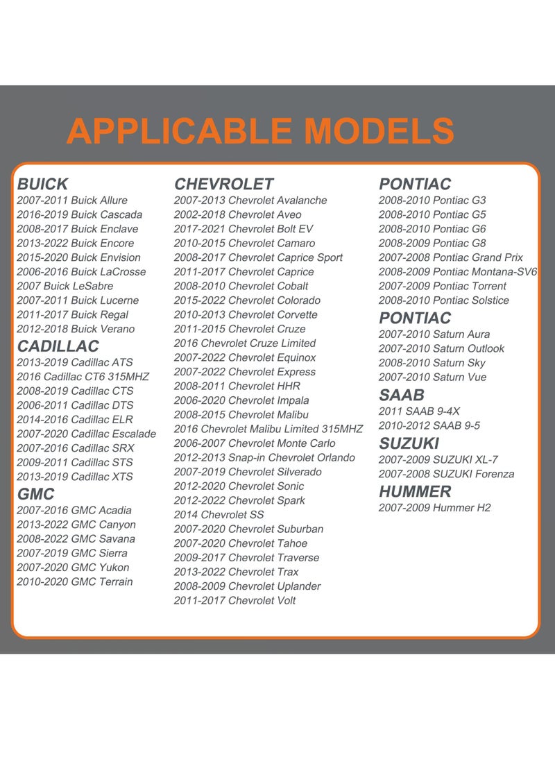 حساس ضغط الإطارات TPMS 315MHz لمركبات GM، متوافق مع بويك، كاديلاك، شيفروليه، جي إم سي، بونتياك، يستبدل 13598771، 13598772، 13586335 - Image 2