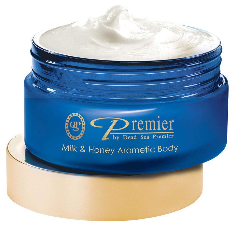 Premier Dead Sea Body Butter for Women & Men - Shea Butter Moisturizer for Dry Skin, Firming Body Cream with Dead Sea Minerals, Natural Hand Moisturizer, Anti-Aging (Milk & Honey, 5.95 Fl Oz) - Image 1