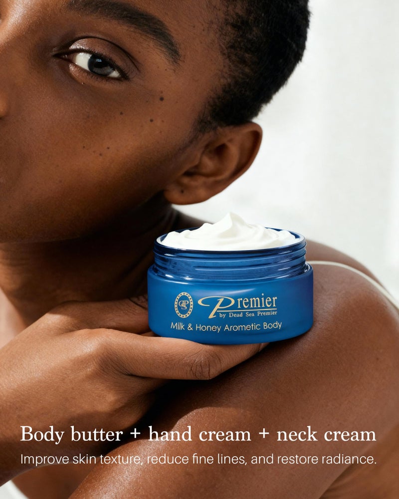 Premier Dead Sea Body Butter for Women & Men - Shea Butter Moisturizer for Dry Skin, Firming Body Cream with Dead Sea Minerals, Natural Hand Moisturizer, Anti-Aging (Milk & Honey, 5.95 Fl Oz) - Image 4