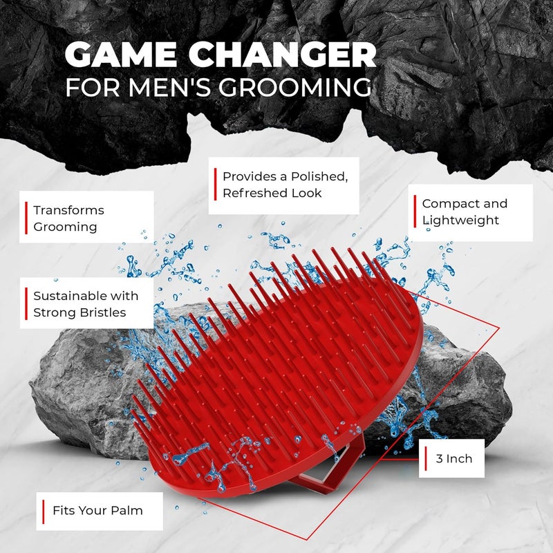 Bossman Scalp Massager Shampoo Brush 3inch Red Head Scrubber Beard Exfoliator Dandruff Control for Hair with Firm Bristles - Image 2