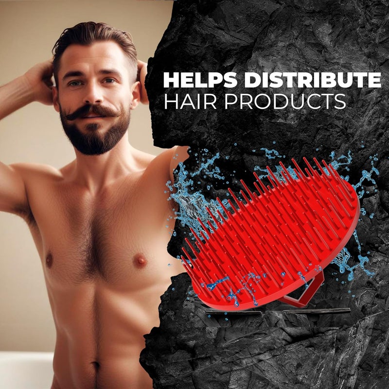 Bossman Scalp Massager Shampoo Brush 3inch Red Head Scrubber Beard Exfoliator Dandruff Control for Hair with Firm Bristles - Image 5