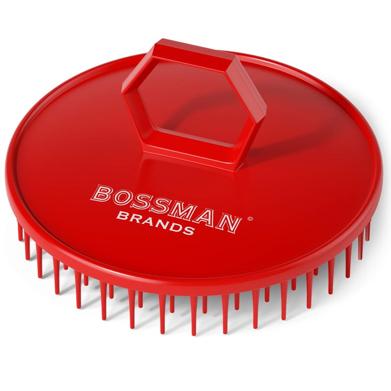 Bossman Scalp Massager Shampoo Brush 3inch Red Head Scrubber Beard Exfoliator Dandruff Control for Hair with Firm Bristles - Image 1