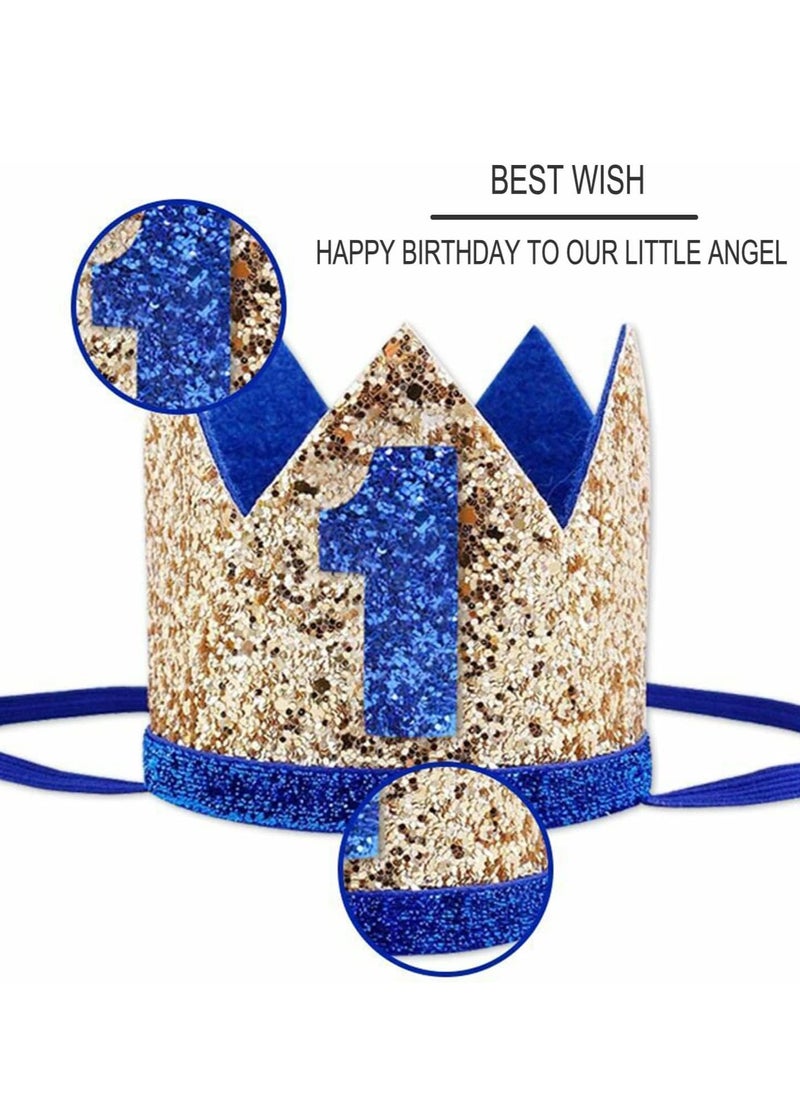 Excefore - Birthday Hat, first birthday party hat, Crown Headbands for Baby Boy 1st Party Supplies - Image 1