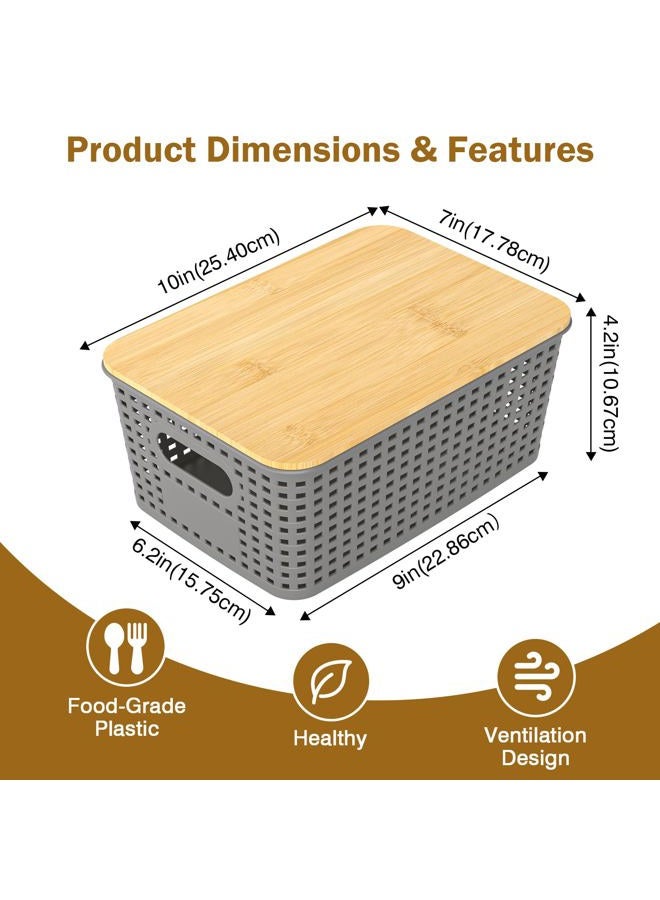 Uvellgift Stackable Storage Basket: Plastic Baskets Bins, Baskets for Organizing, Pantry Decorative Containers for Closets, Cabinets, Shelves(8 Pack, Grey) - Image 2